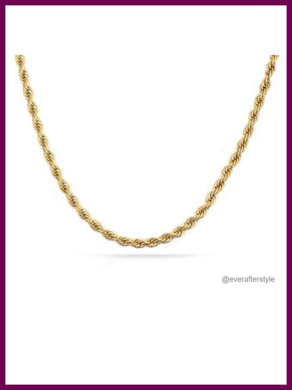 18K Yellow Gold Plated Stainless Steel Twisted Rope Chain Necklace 16 Inch 3mm